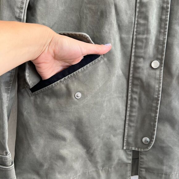 ABERCROMBIE & FITCH Green Waterproof Army Hooded Utility Rain Jacket Womens XS - Picture 7 of 11